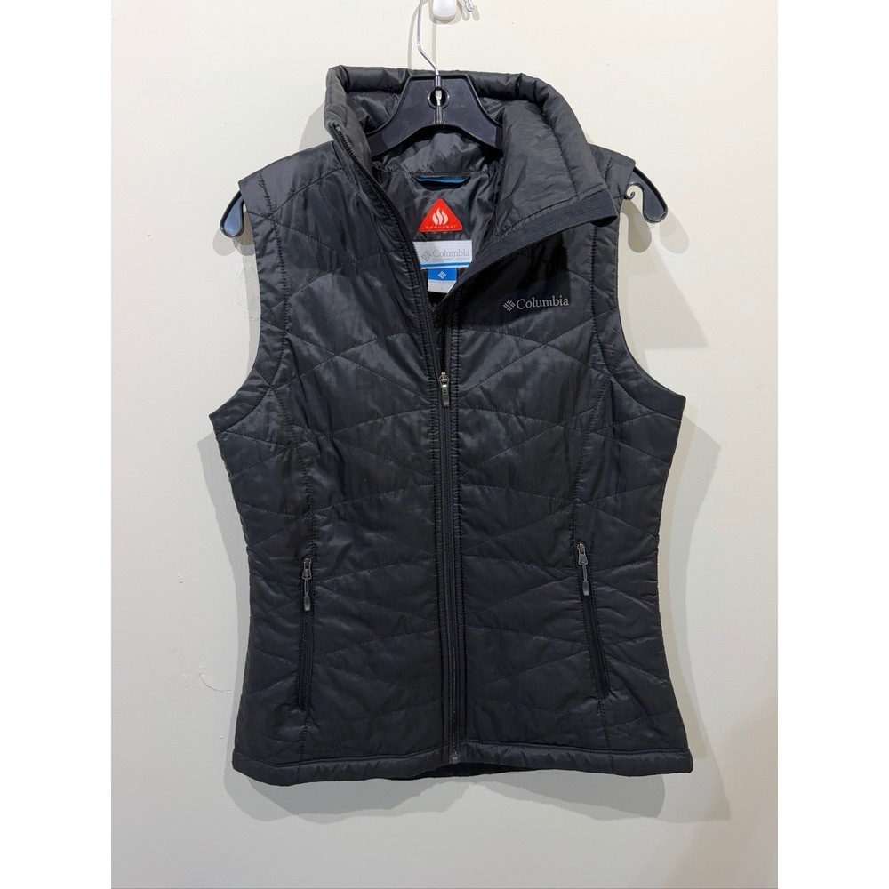 Columbia Black Omni-Heat Quilted Puffer Full Zip Vest Women's Size S Camping